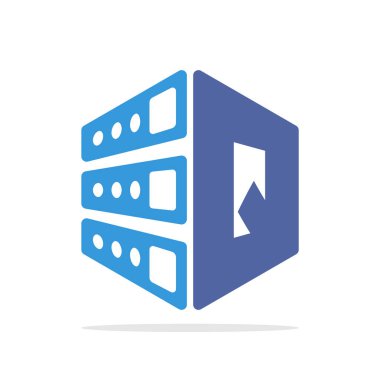 Web hosting ilk harf Q ayrıntılarını içeren iş için ilk logo simge