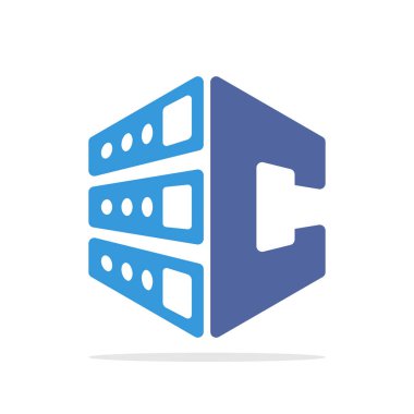 Web hosting ilk harfi C ayrıntılarını içeren iş için ilk logo simge