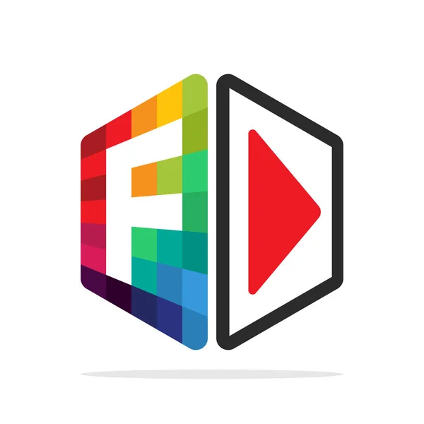 Icône Logo Pour Entreprise Multimédia Avec Détails Initiaux Lettre — Image vectorielle