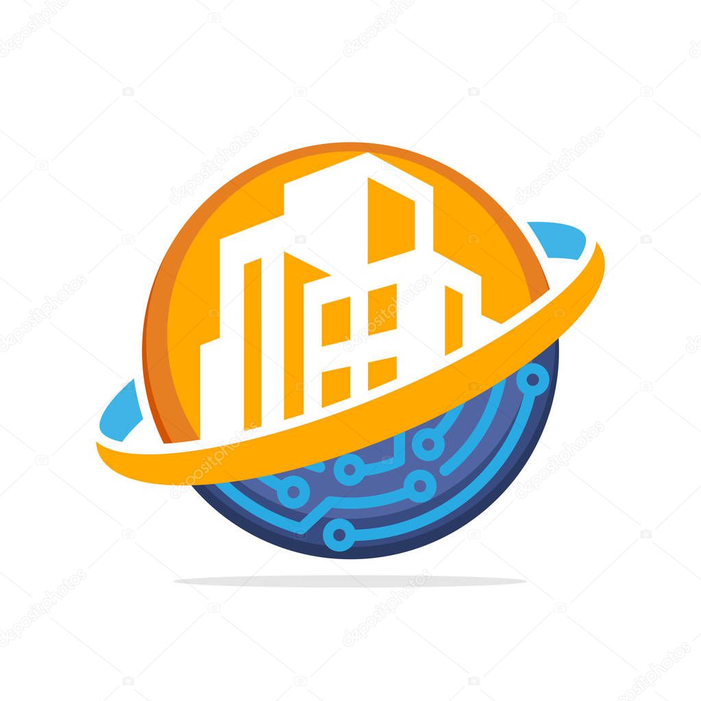 Illustration icon with the concept of managing digital systems in the construction business