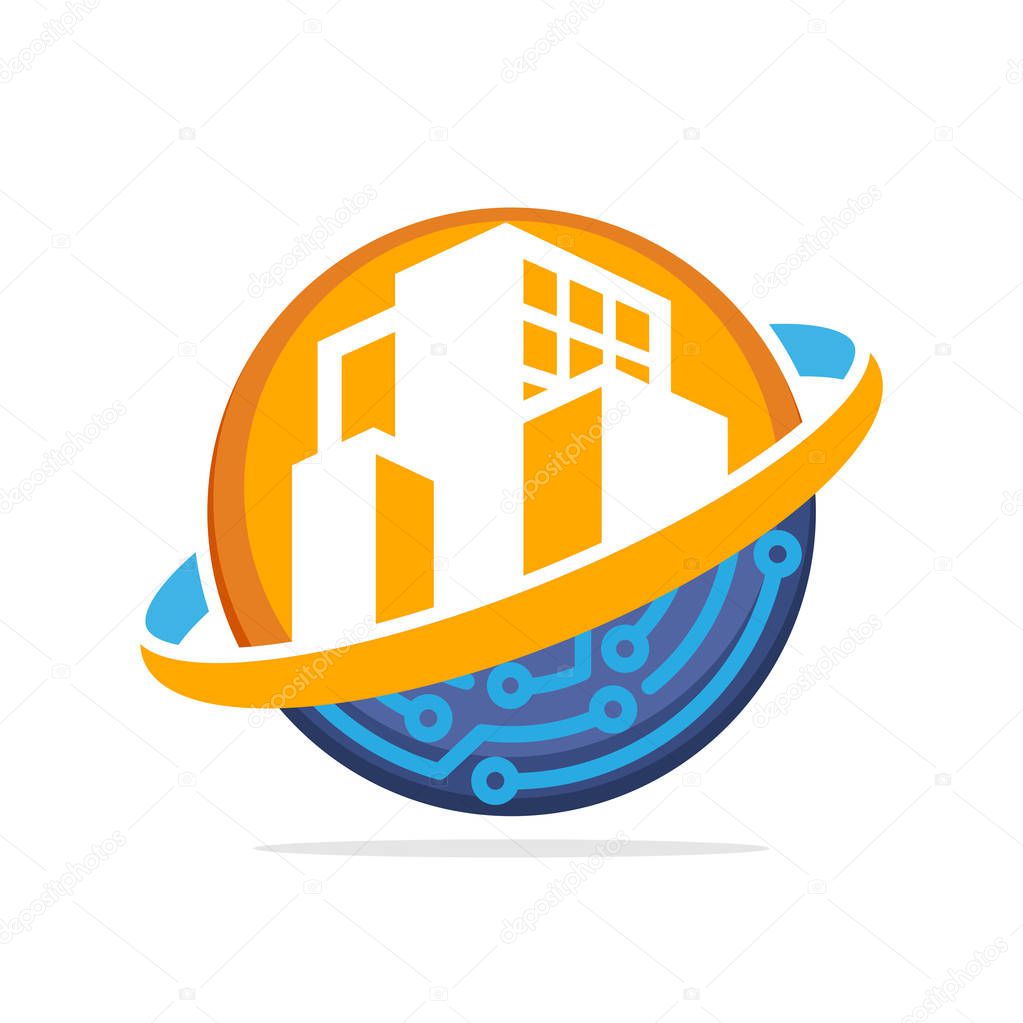 Illustration icon with the concept of managing digital systems in the construction business