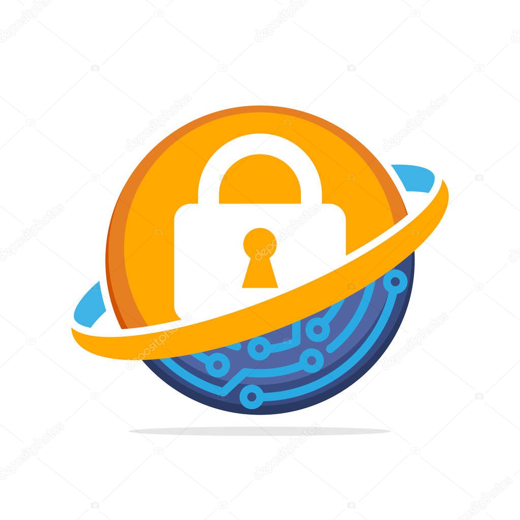 Illustration icon with the concept of a digital security management system