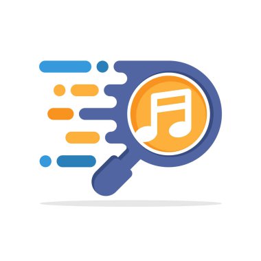 Vektör çizimi simge müzik hakkında bilgi bulmak için duyarlı medya arama kavramı ile