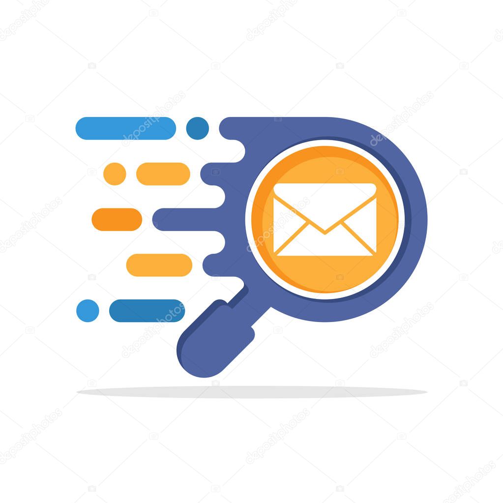Vector illustration icon with the concept of a responsive search access to find messages, evaluate the message