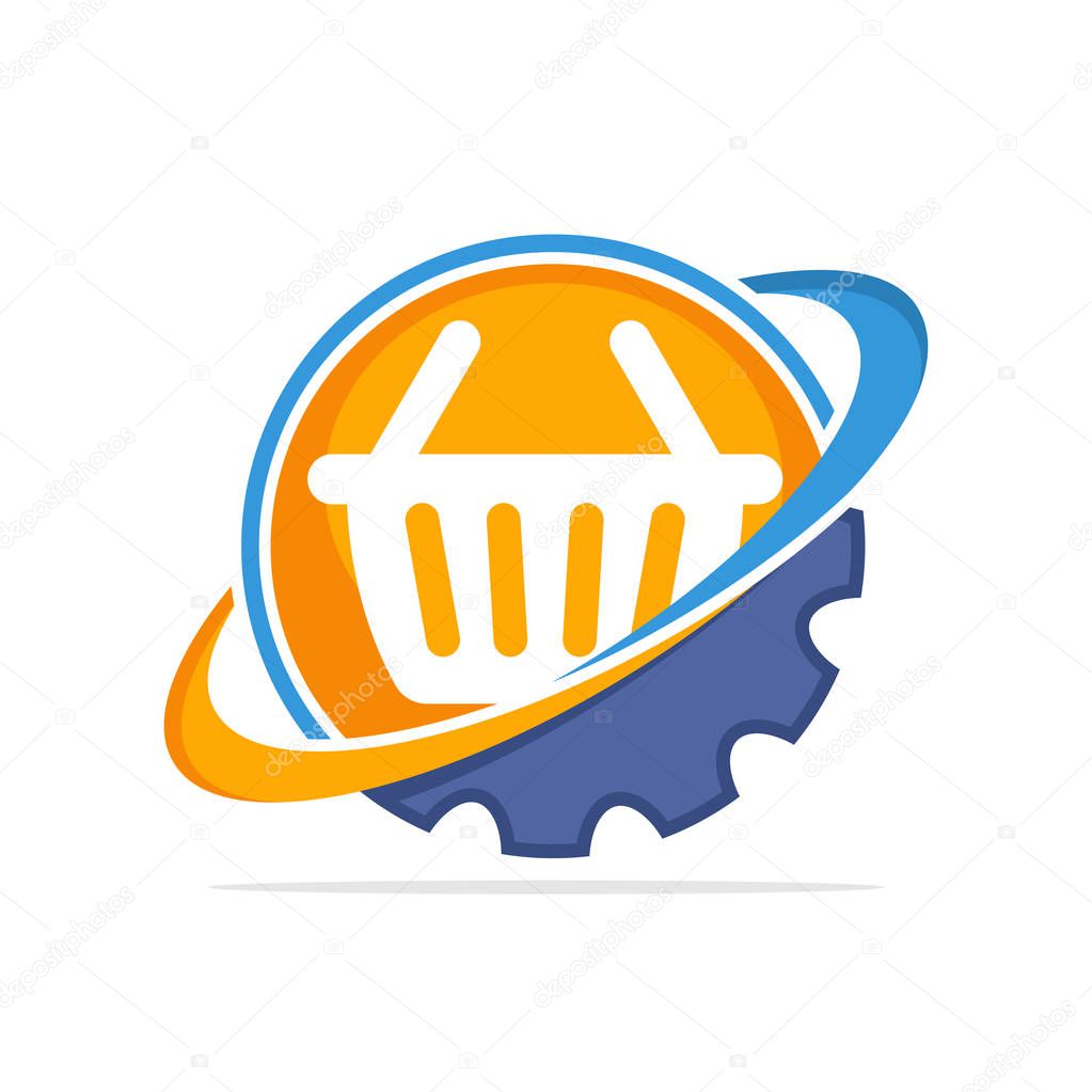 Vector illustration icon with the concept of a work system that manages shopping services