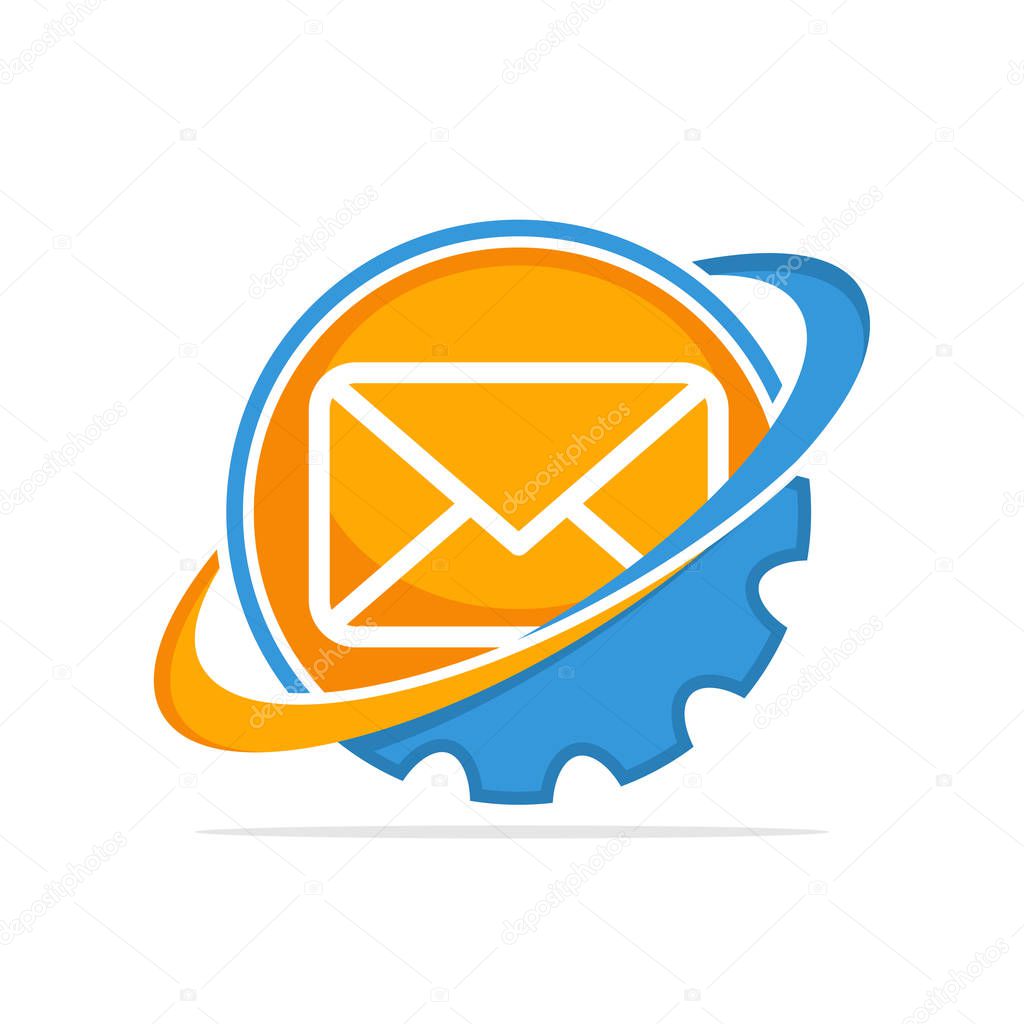 Vector illustration icon with a working system concept that manages messaging information services