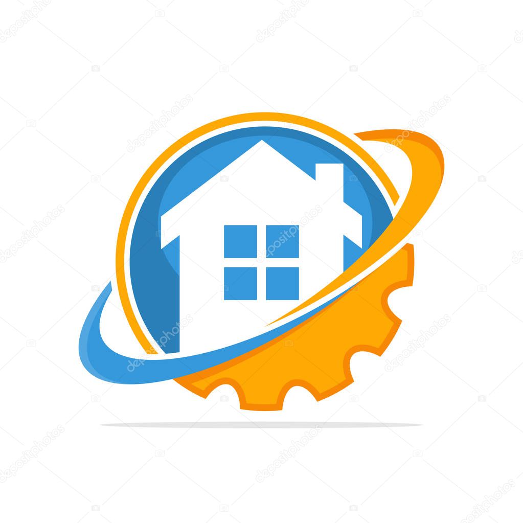 Vector illustration icon with the work management system concept that manages residential property