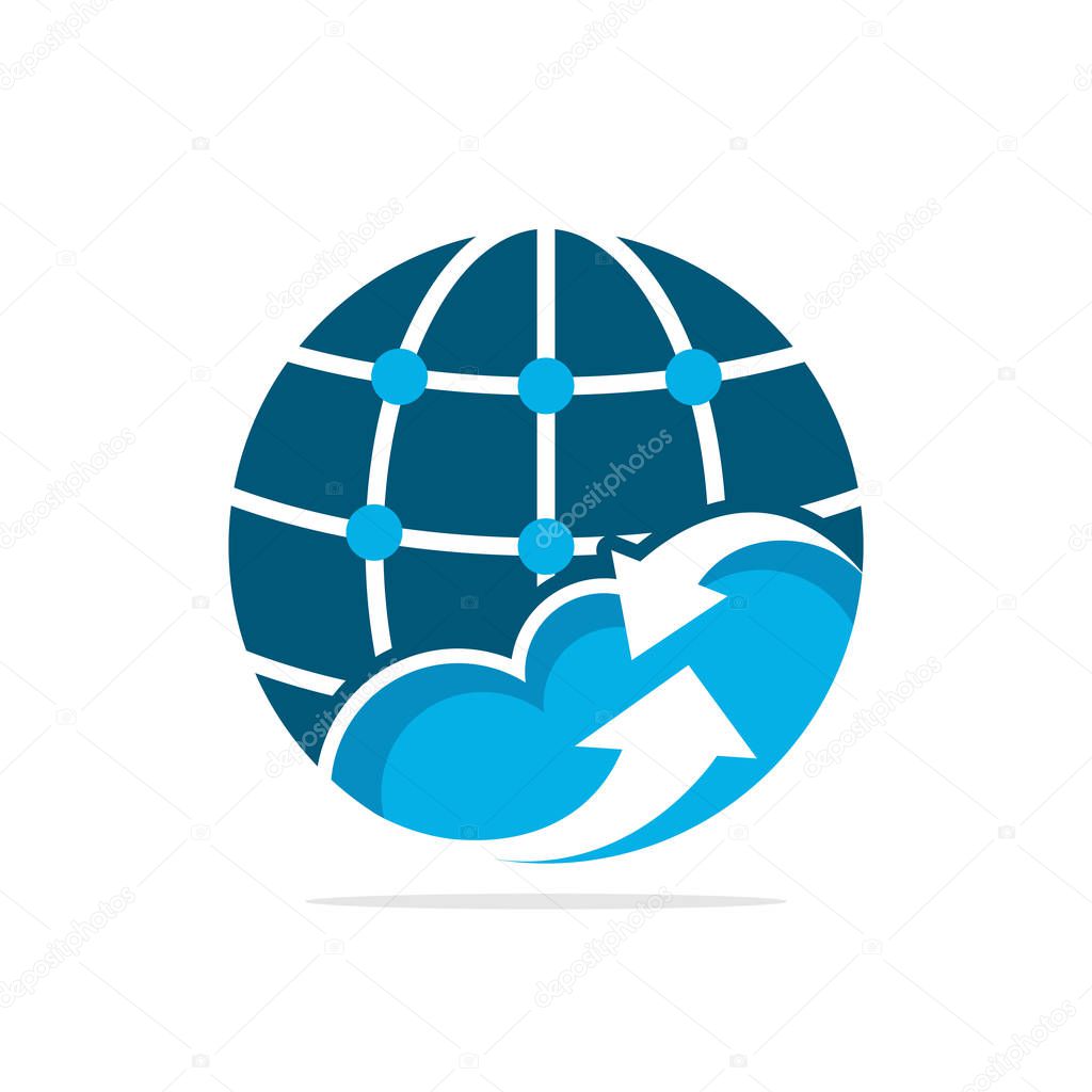 Vector illustration icons with the global network concept of cloud computing systems