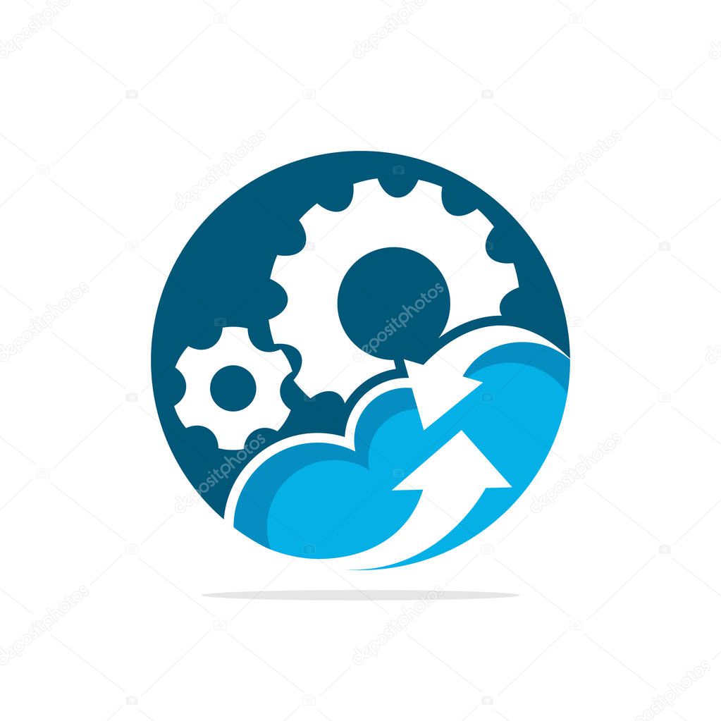 Vector illustration icon with the concept of cloud computing work configuration process