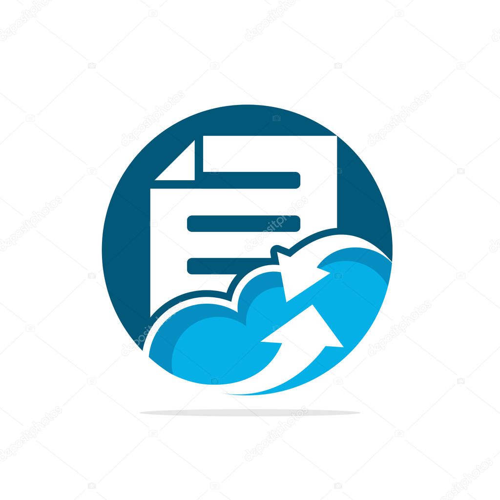 Vector illustration icon with the concept of a cloud computing system for document management services