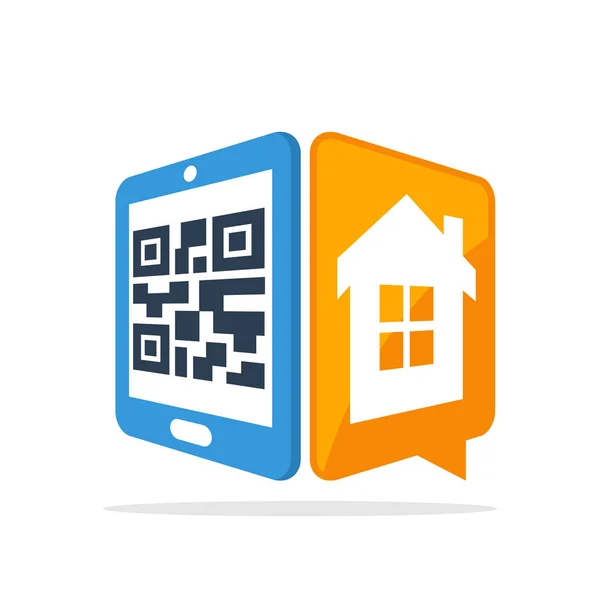 Vector Illustration Icon Concept Scanning Codes Smartphones Access Home Data — Stock Vector