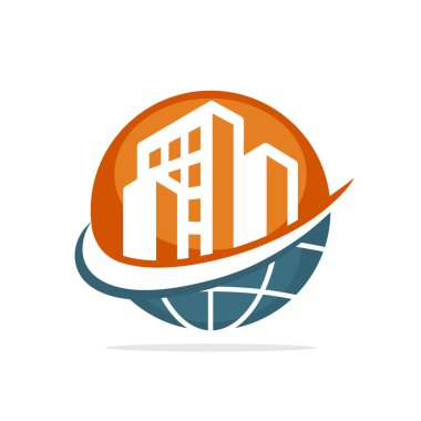 Vektör çizim simgesini bir Küresel Emlak iş yönetme kavramı ile