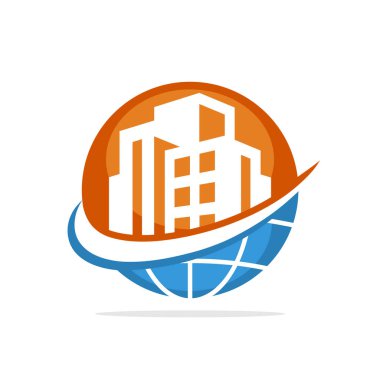 Vektör çizim simgesini bir Küresel Emlak iş yönetme kavramı ile