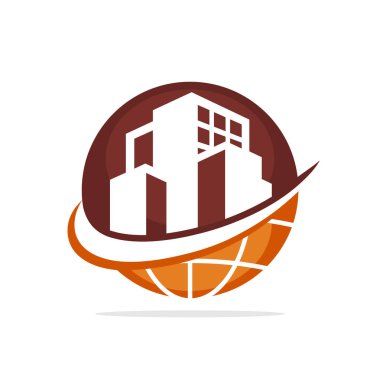 Vektör çizim simgesini bir Küresel Emlak iş yönetme kavramı ile