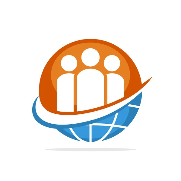 Ikon Ilustrasi Vektor Dengan Konsep Manajemen Komunitas Global - Stok Vektor