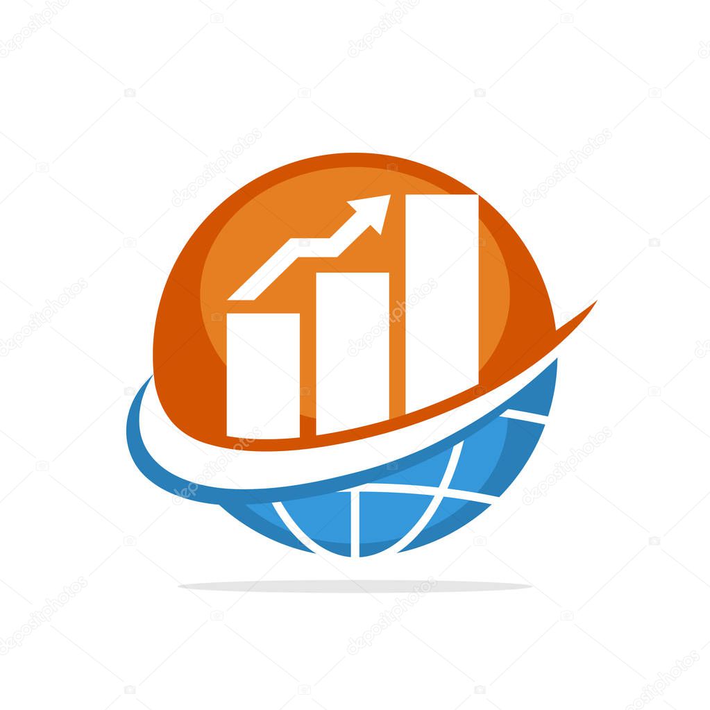 Vector illustration icon with the concept of managing a global economic business