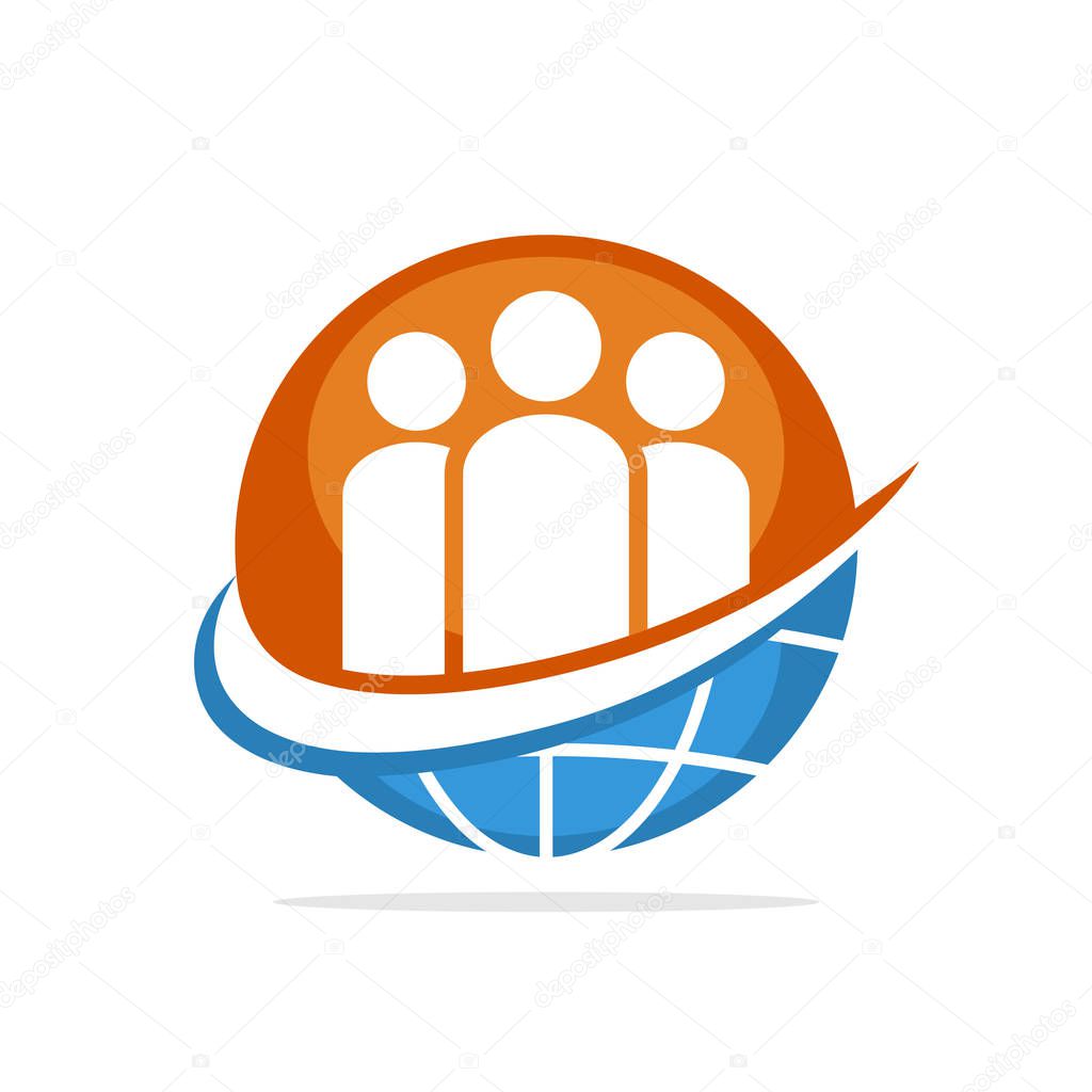 Vector illustration icon with the concept of global community management