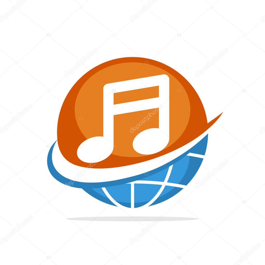 Vector illustration icon with global music media management concept