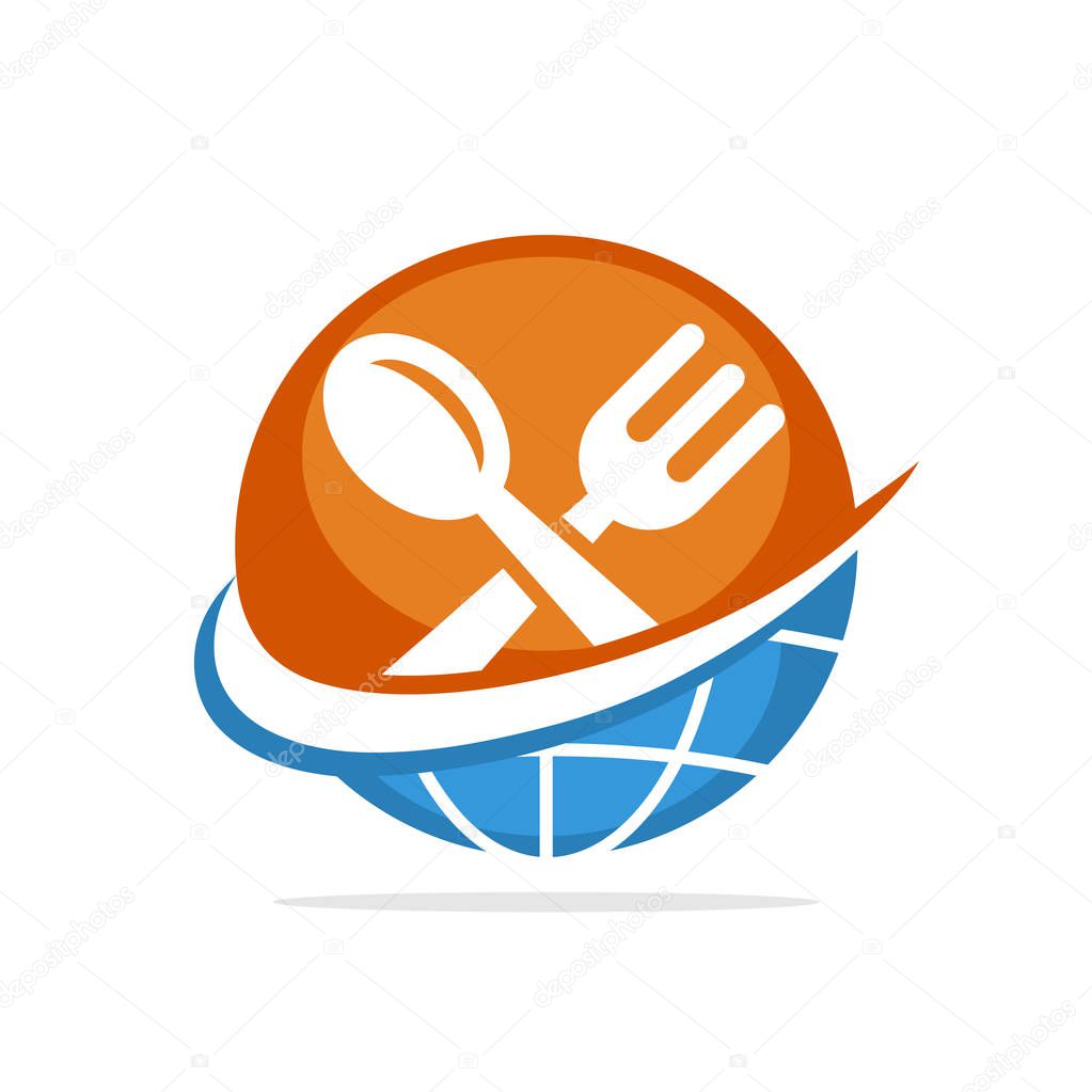 Vector illustration icon with the concept of managing a global restaurant business
