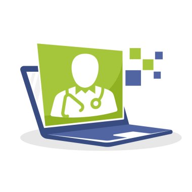 Vektör çizim simgesini online tıbbi ekip yardım destek kavramı ile