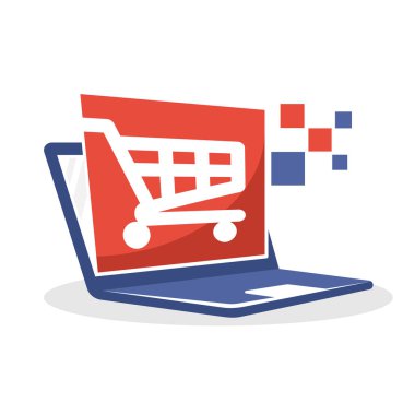 Vektör çizim simgesini online alışveriş kavramı ile