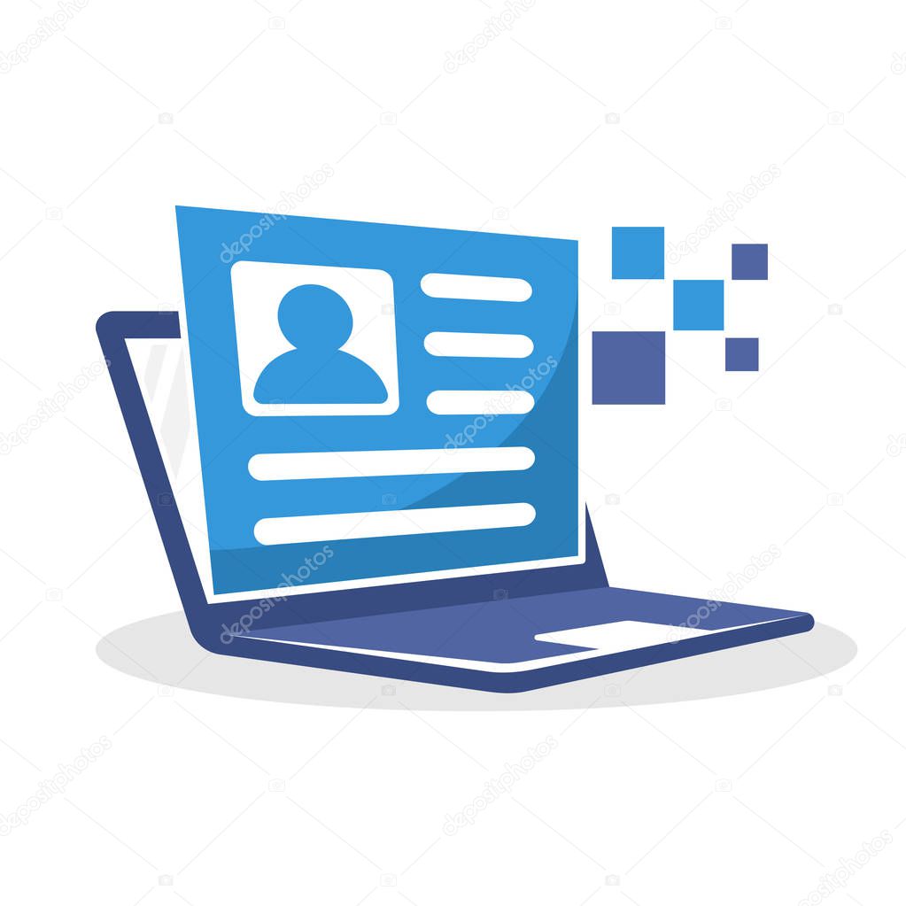 Vector illustration icon with the concept of online registration
