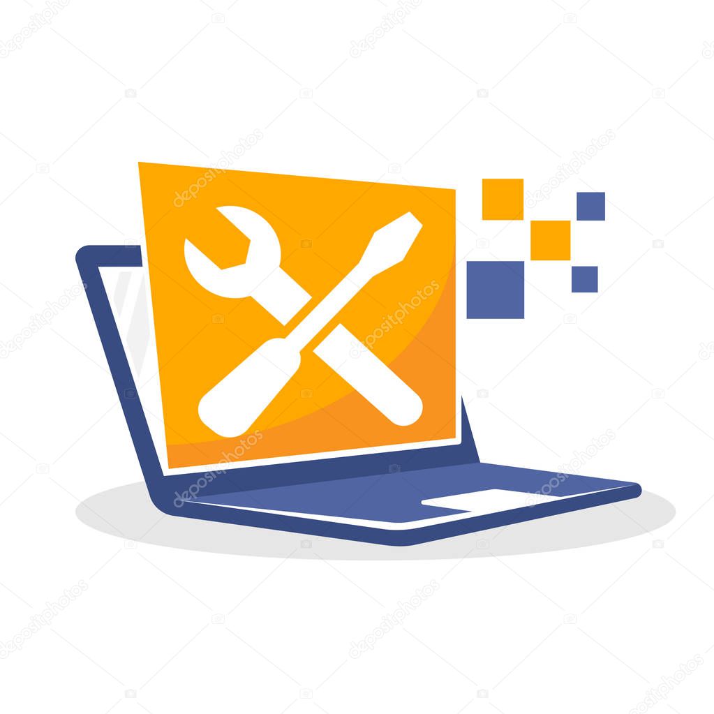 Vector illustration icon with the concept of an online repair system, online settings system, online update system