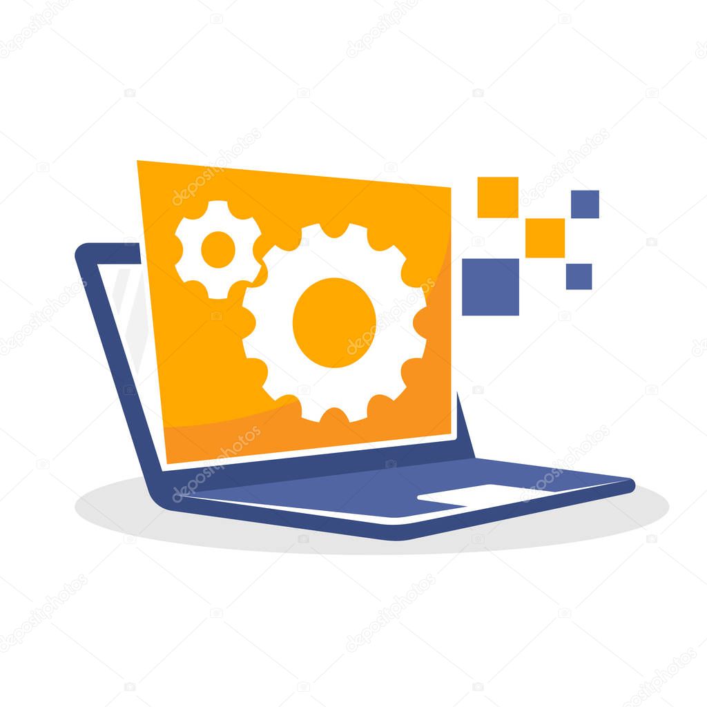 Vector illustration icon with the concept of an online operational system
