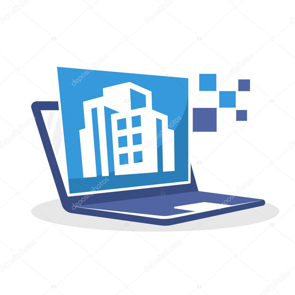 Vector illustration icon with the concept of an online business of construction services