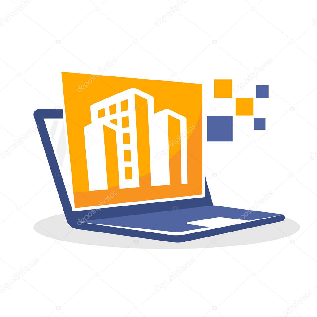 Vector illustration icon with the concept of an online business of construction services