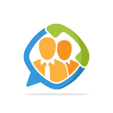 Uzman ekip yardım desteği için iletişim hizmetleri kavramı ile vektör illüstrasyon simgesi