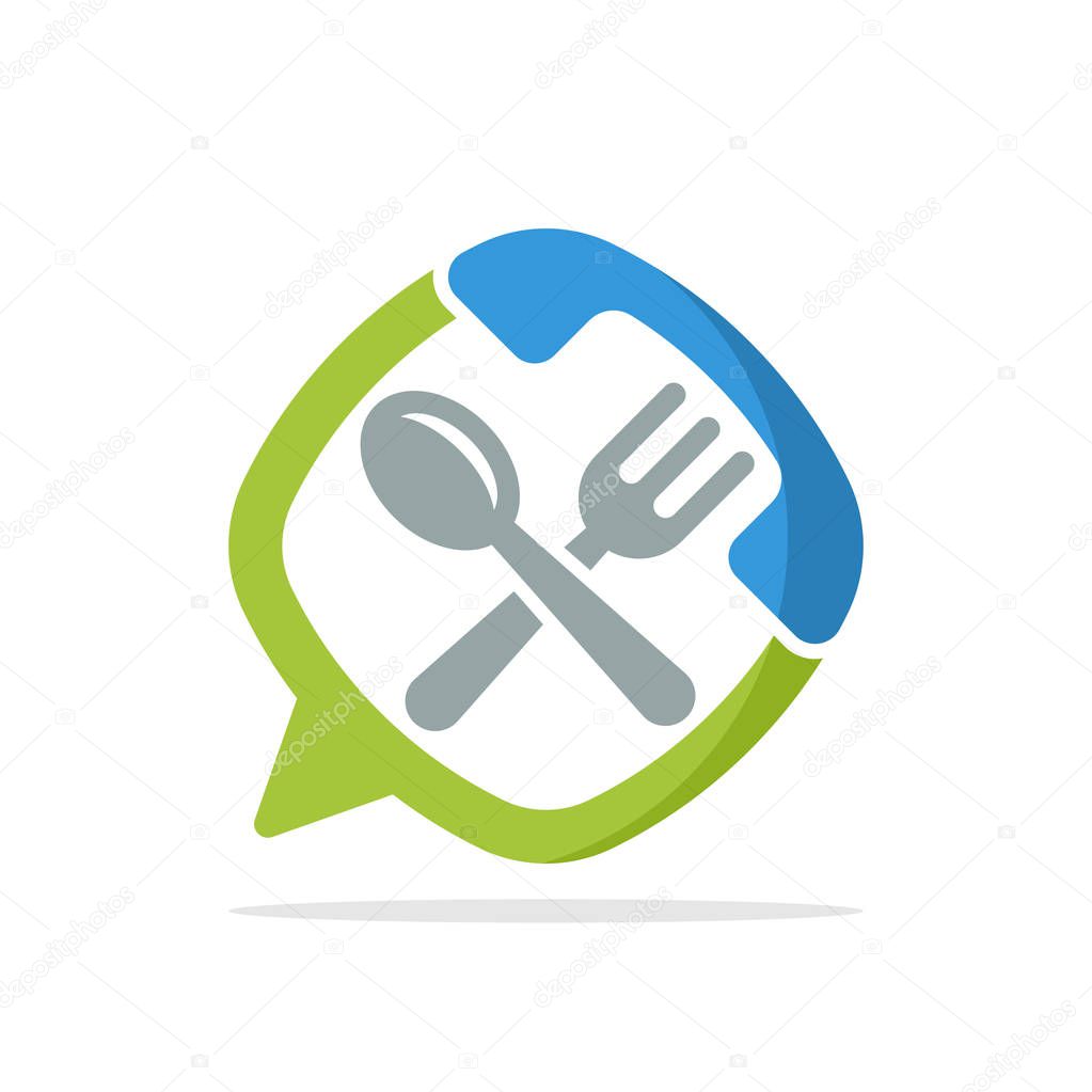 Vector illustration icon with the concept of telephone communication media to access information about culinary, food, restaurants