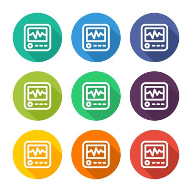 Çeşitli renk alternatifleri ile Ekg makine için İllüstrasyon simgesi