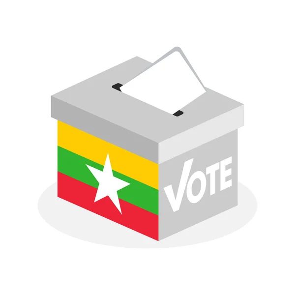 Verkiezings Stembus Met Een Combinatie Van Myanmar Country Flags — Stockvector