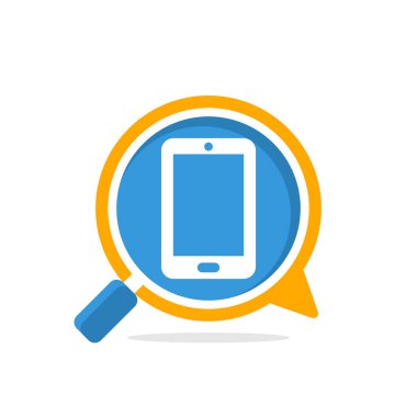 Akıllı telefon bilgileri arama konsepti ile İllüstrasyon simgesi