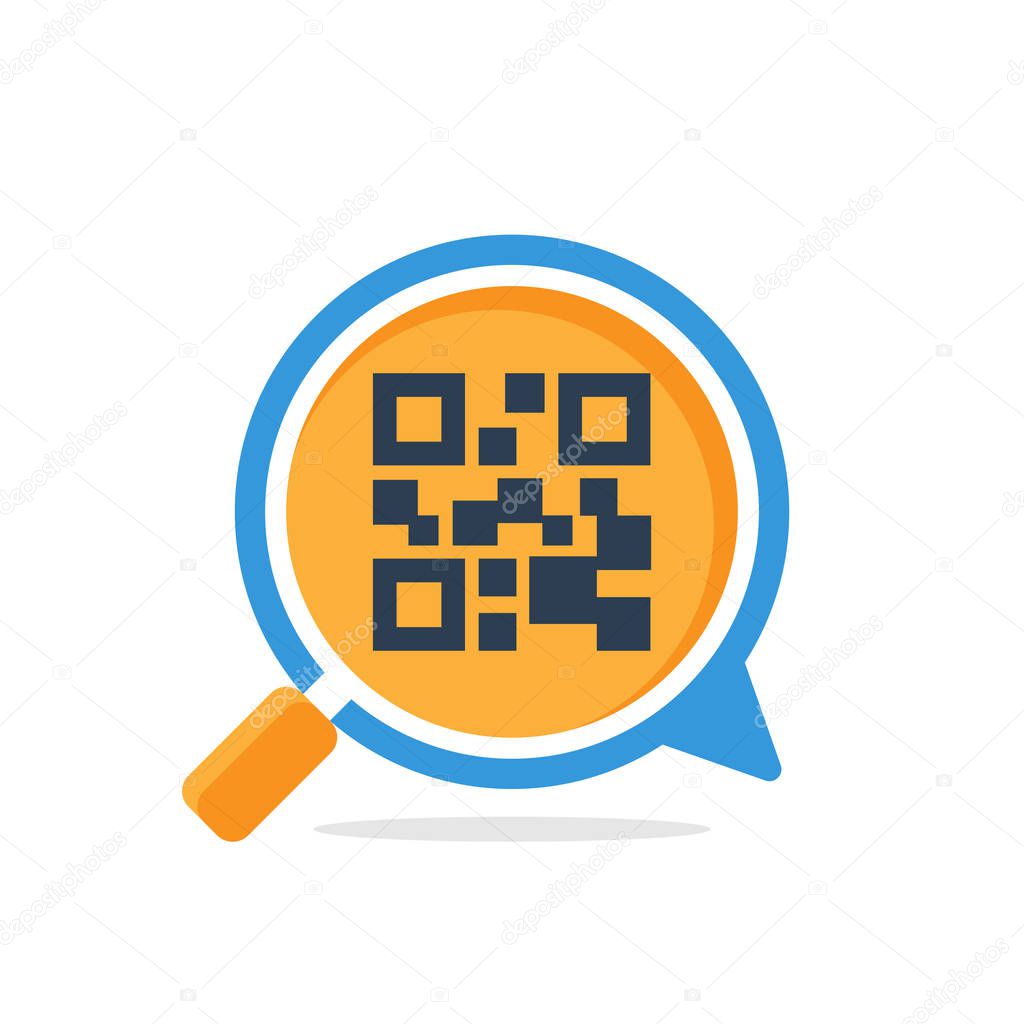 Illustration icon with the concept of scanning information with a QR code system