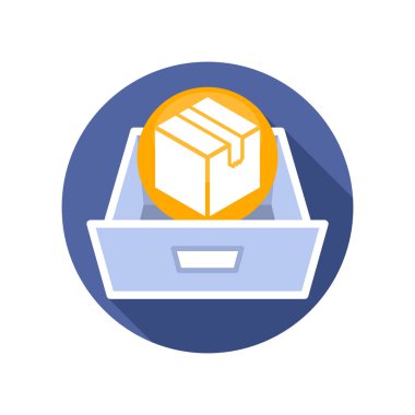 Paket öğesi depolama ortamı kavramı ile vektör çizim simgesi