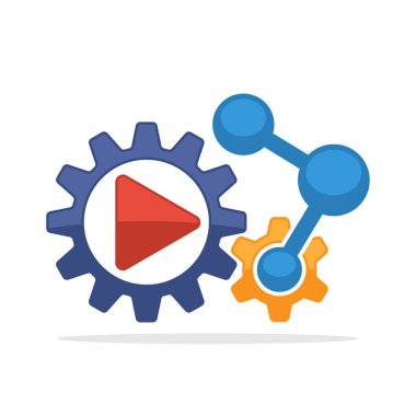 Bağlı kuruluş ağ programı ile bir multimedya iş yönetme kavramı ile Resimli simge