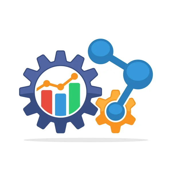 Geïllustreerd Icoon Met Het Concept Van Een Verbonden Business Management — Stockvector