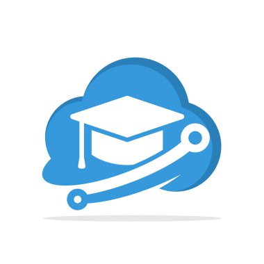 Bulut bilgi işlem teknolojisine dayalı bir eğitim sistemi kavramı ile vektör illüstrasyon simgesi