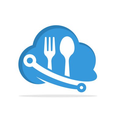 Bulut bilgi işlem sistemleri ile entegre mutfak bilgi medya kavramı ile resimli simgeler