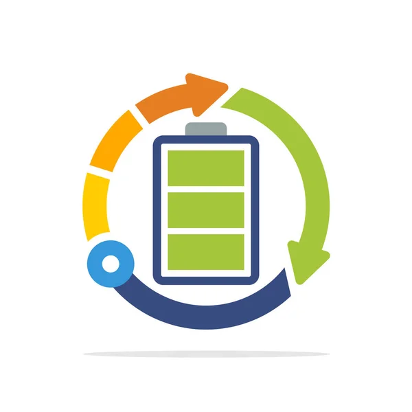 Icono Ilustrado Con Concepto Sistema Tecnológico Para Optimización Baterías — Vector de stock