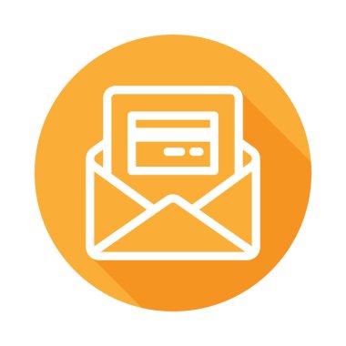 Harfler ve kredi kartları içeren zarf kavramı ile resimli simge