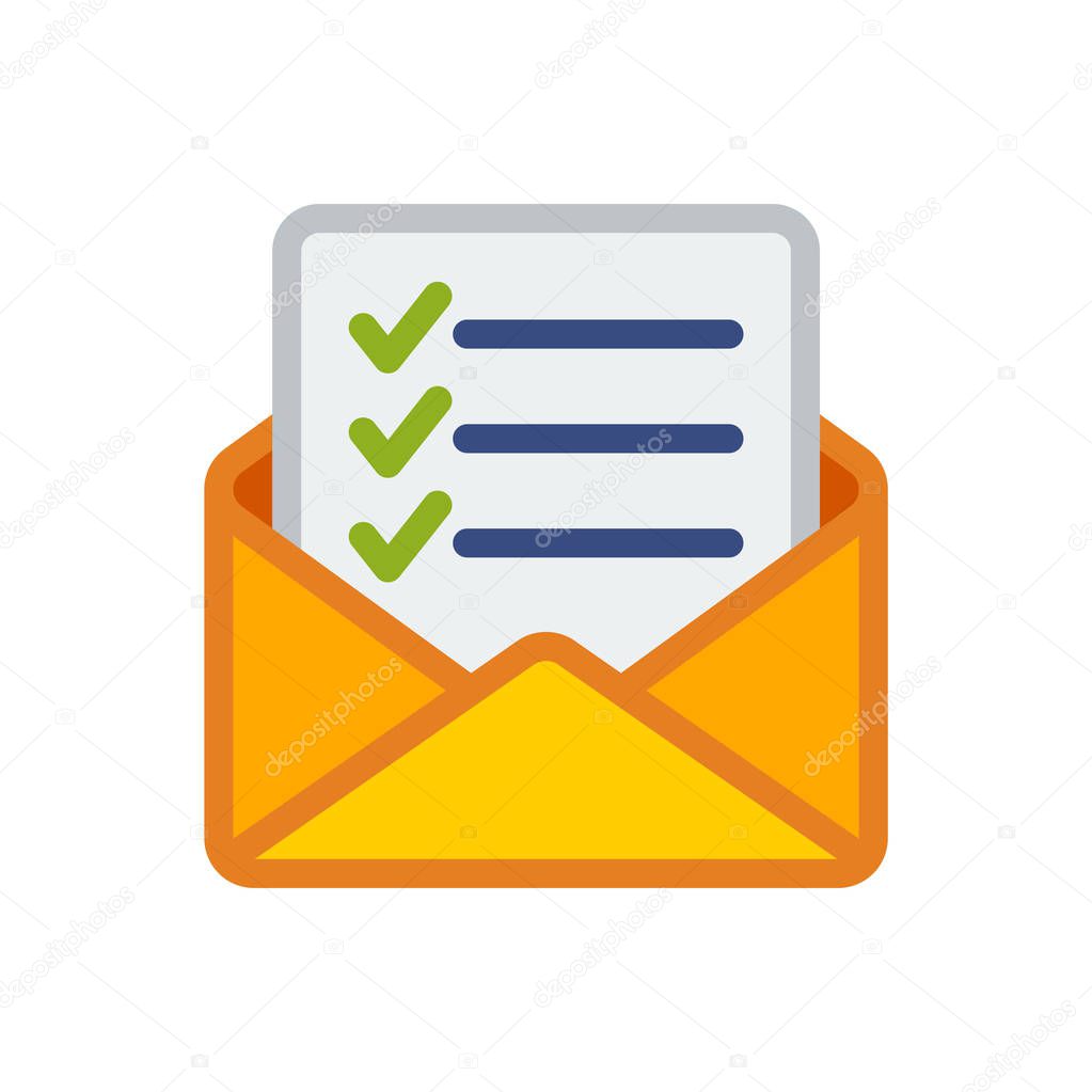 Illustration icon with survey notification letter concept