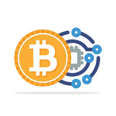 Bitcoin dijital para aktarımı kavramına sahip resimli simge