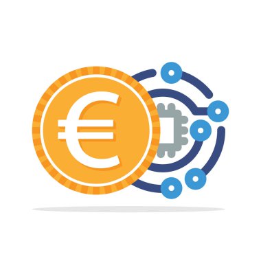Euro ile dijital para işlemleri kavramı ile İllüstrasyon simgesi