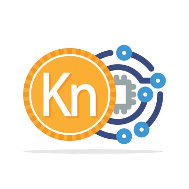 Hırvat para birimi Hırvat Kuna ile dijital para işlem kavramı ile resimli simge