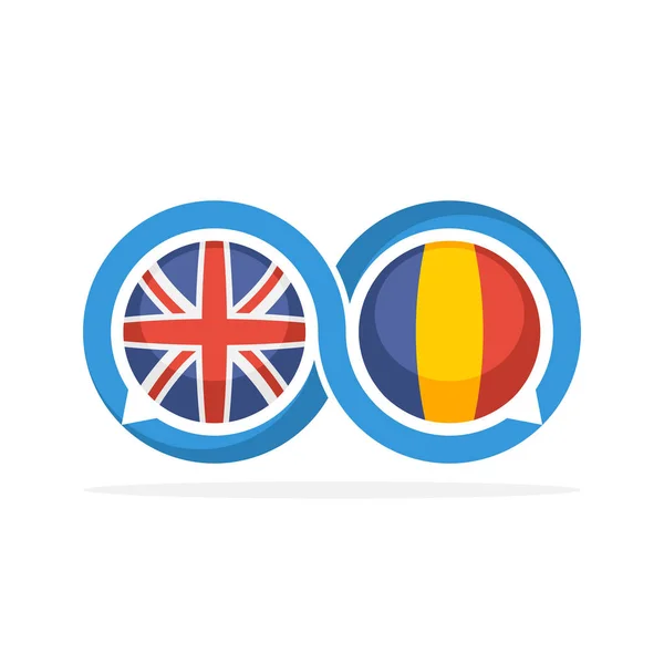 Ilustrované Ikony Anglickými Rumunskými Komunikačními Koncepty — Stockový vektor