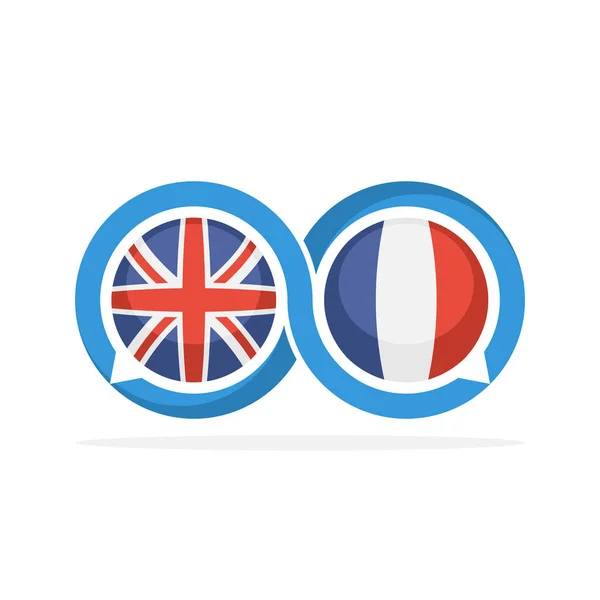 Ilustrované Ikony Anglickými Francouzskými Komunikačními Koncepty — Stockový vektor