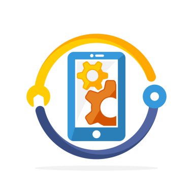 Akıllı telefon sistemi güncelleme hizmeti konsepti ile resimli simge